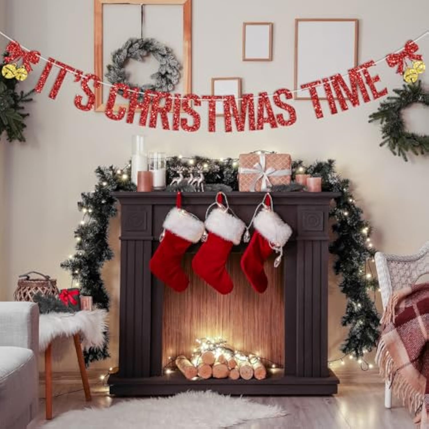 Christmas Time Banner Merry Christmas Happy New Year Party Decor