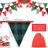 40 Feet Christmas Fabric Pennants Banner Triangle Flag Vintage Christm
