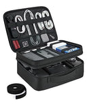 Cable Organizer Bag, Travel Electronics Organizer With Adjustable Divider, Tech Bag Carrying Case, Storage Bag Sturdy Tool Case With Handle For Cellphone Cord Electronics Accessories, Black