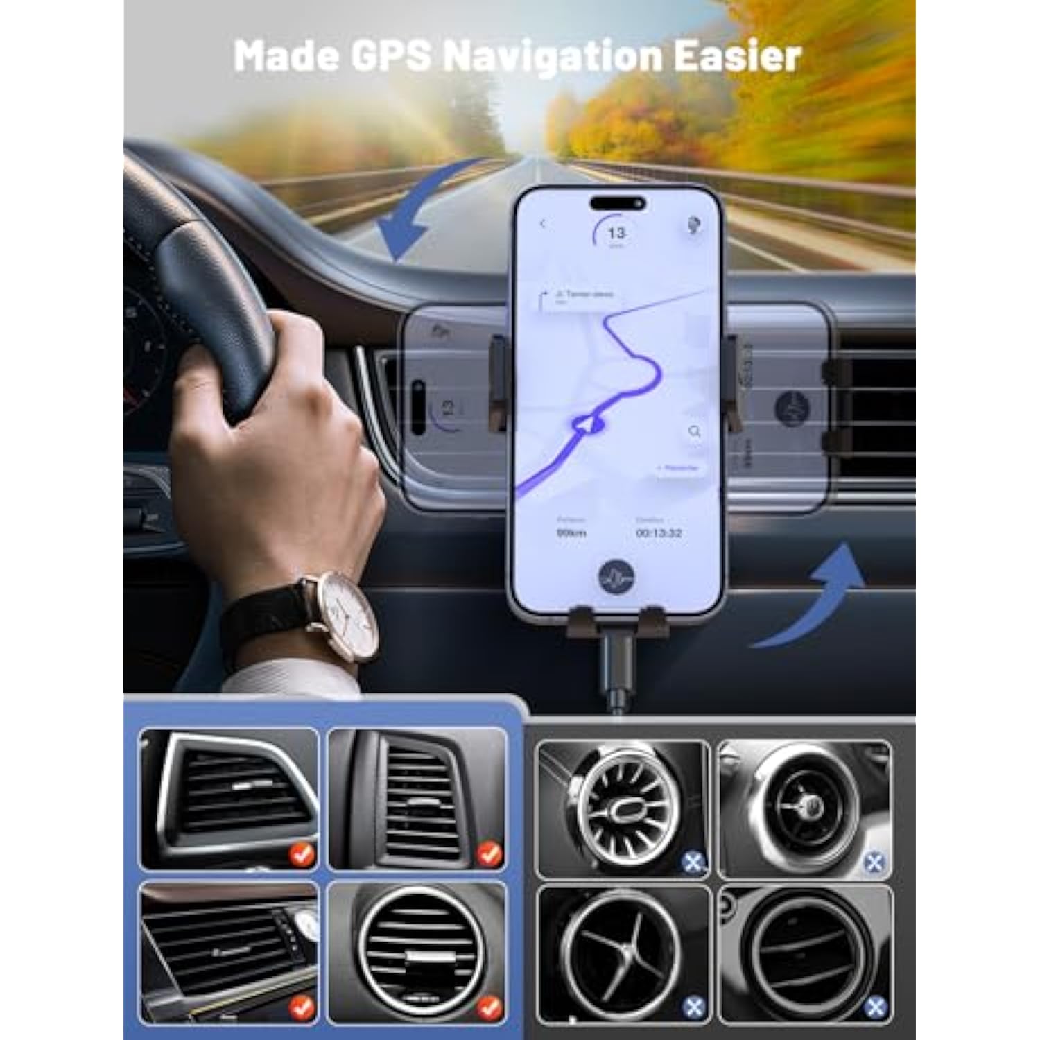 15W Auto-Clamping Wireless Car Charger, Fast Charging for iPhone & Galaxy