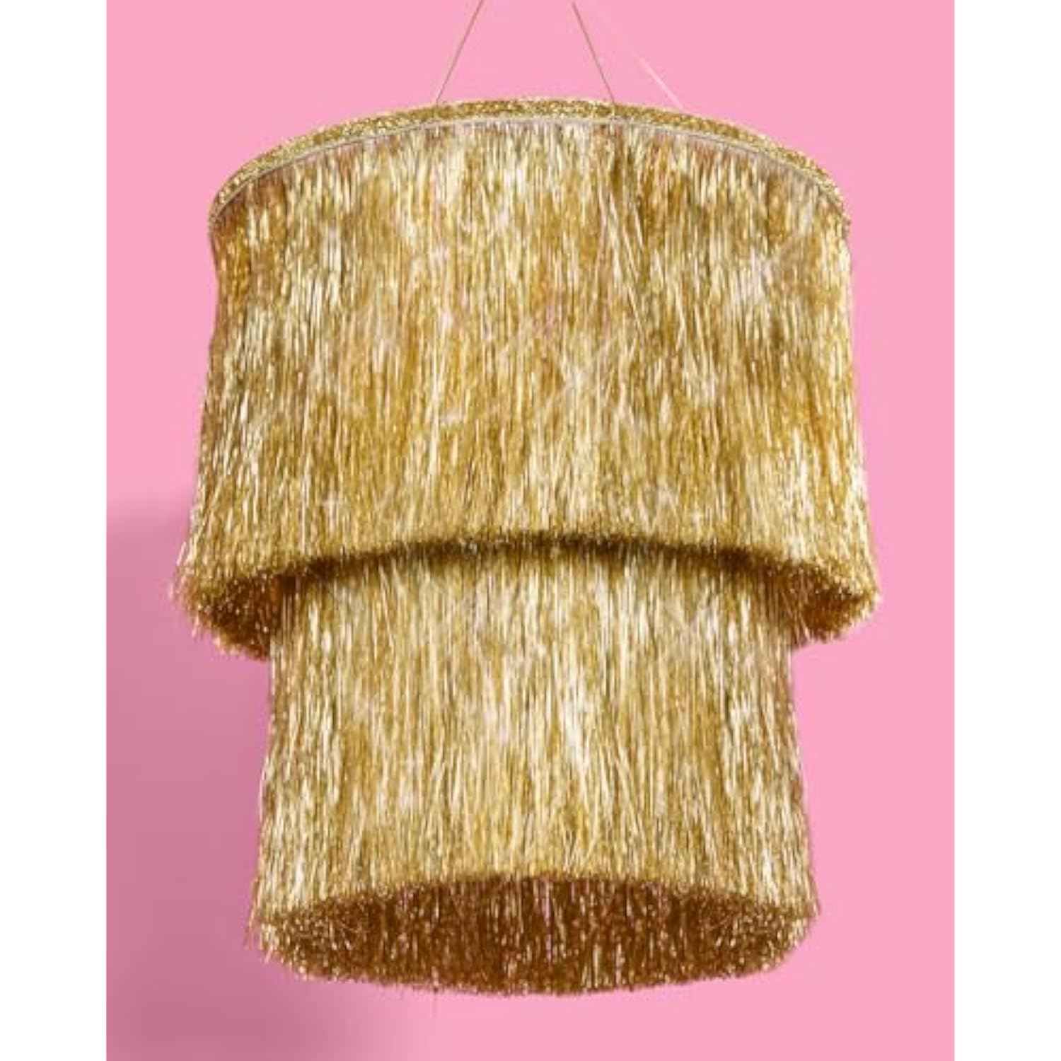 Gold Fringe Tinsel Chandelier | 16" | Bachelorette Party Decorations, Birthday Photo Booth Supplies, New Years Eve Decor, Hbd