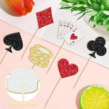 24 Pcs Casino Poker Theme Cupcake Toppers Glitter Poker Game Chips Player Las Vegas Casino Cupcake Picks For Las Vegas Casino Night Poker Theme Birthday Party Cake Decorations Supplies