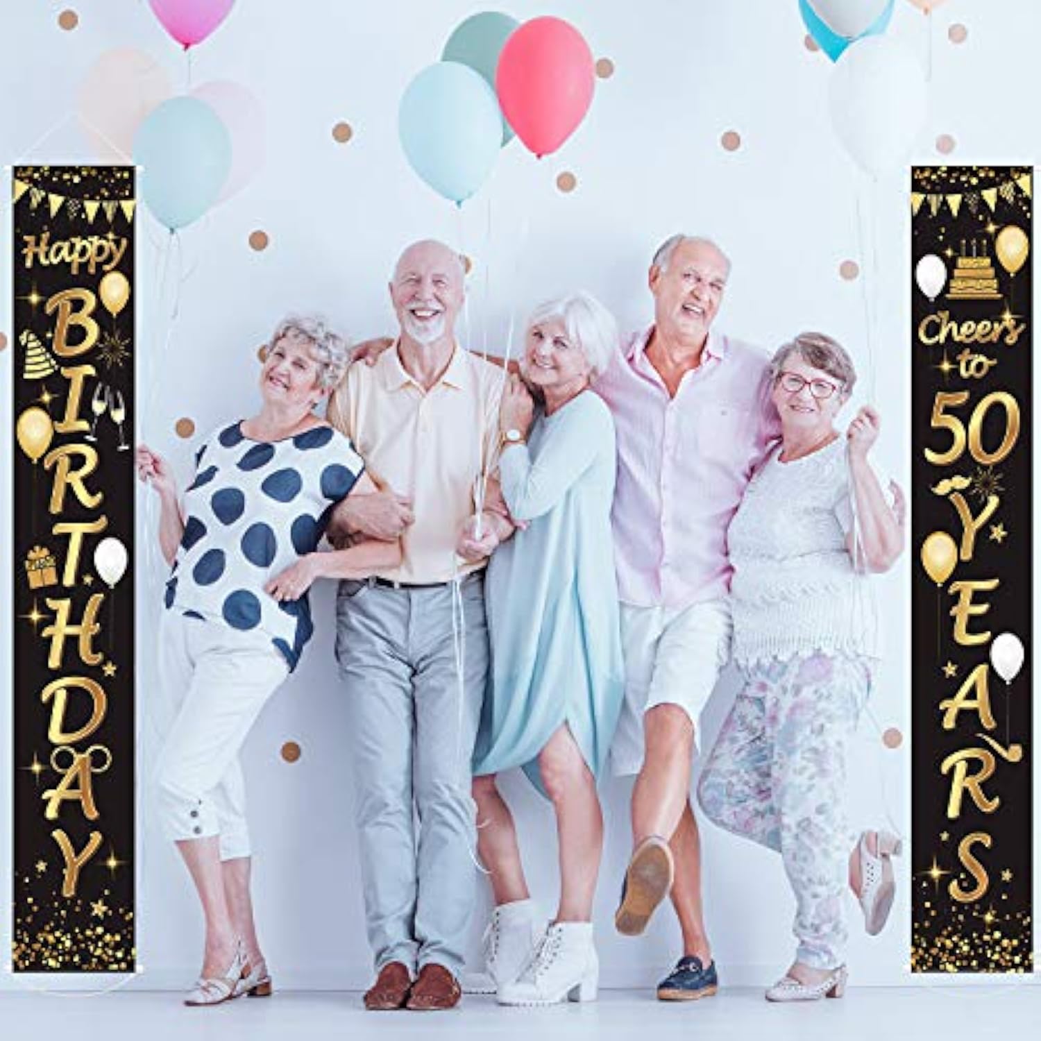 2 Pieces 50Th Birthday Party Decorations Cheers To 50 Years Banner 50T