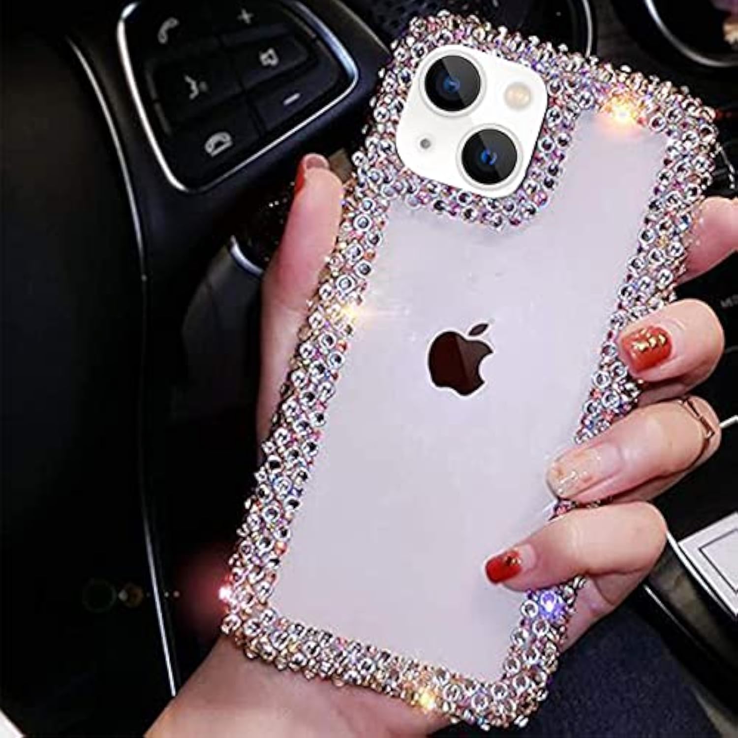 Compatible With Iphone 13 Case For Women Girls 3D Glitter Sparkle Bling Case Luxury Shiny Cute Crystal Charms Rhinestone Diamond Bumper Clear Protective Cases Cover Clear