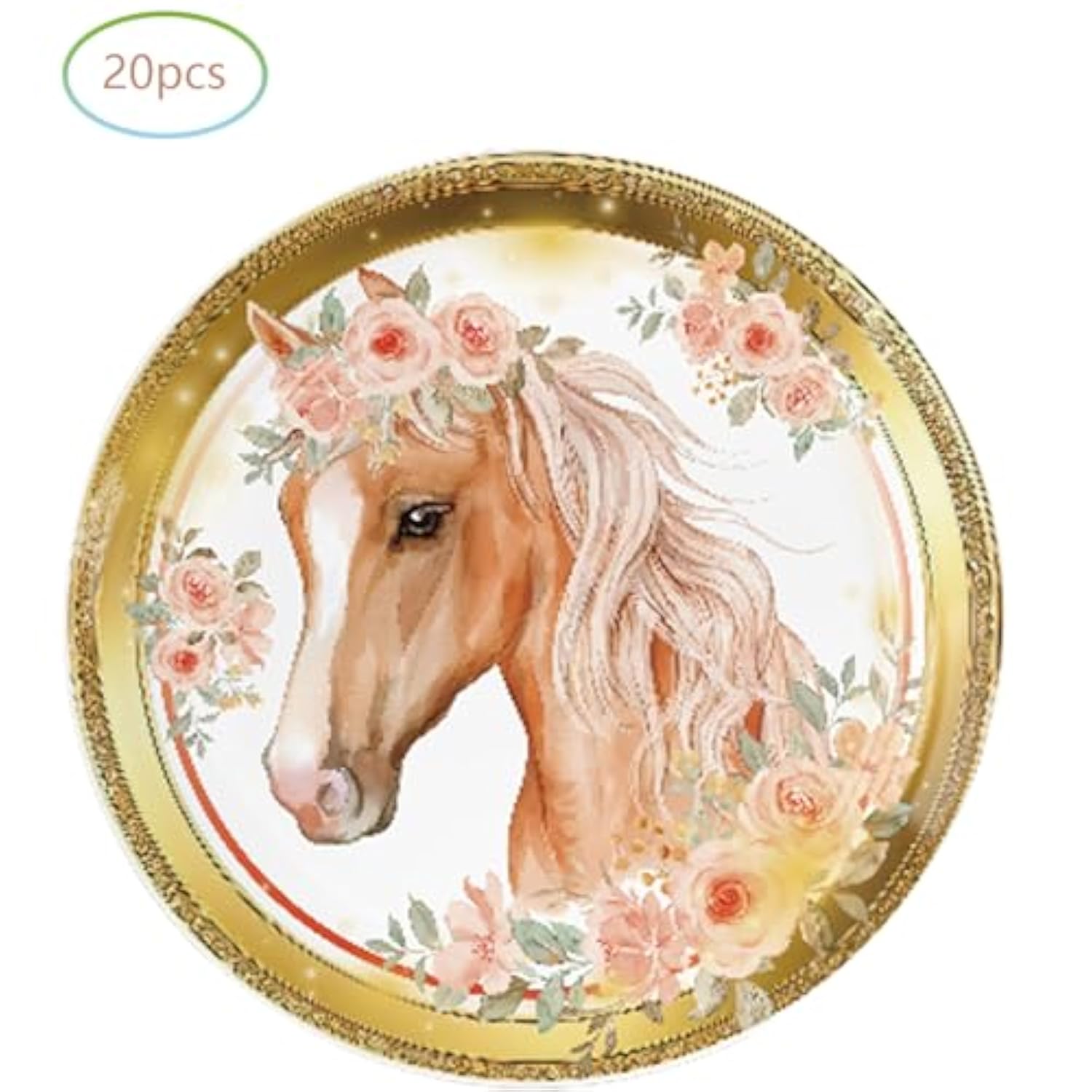 Horse Birthday Party Supplies, 20 Plates And 20 Napkins, Cowgirl Wild Horse Birthday Party Baby Shower Decorations Supplies Paper Plates Napkins For Girls Kids 20 Guests
