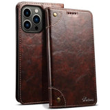 Compatible With Iphone 15 Pro Max Case Wallet, Flip Cover With Magnetic Kickstand, Credit Card Holder, Leather Folio Case For Iphone 15 Pro Max Brown