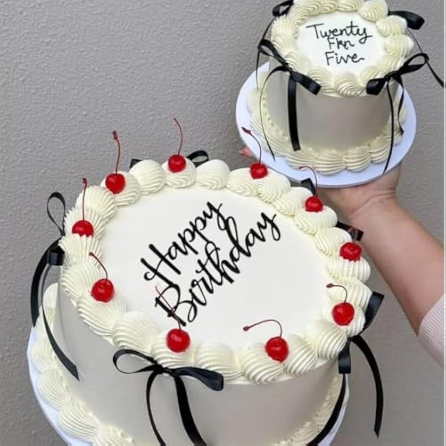 11Pc Black Bow Cake Toppers: Coquette Ribbon Bowknot & Happy Birthday Sign Decor