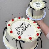 11Pc Black Bow Cake Toppers: Coquette Ribbon Bowknot & Happy Birthday Sign Decor