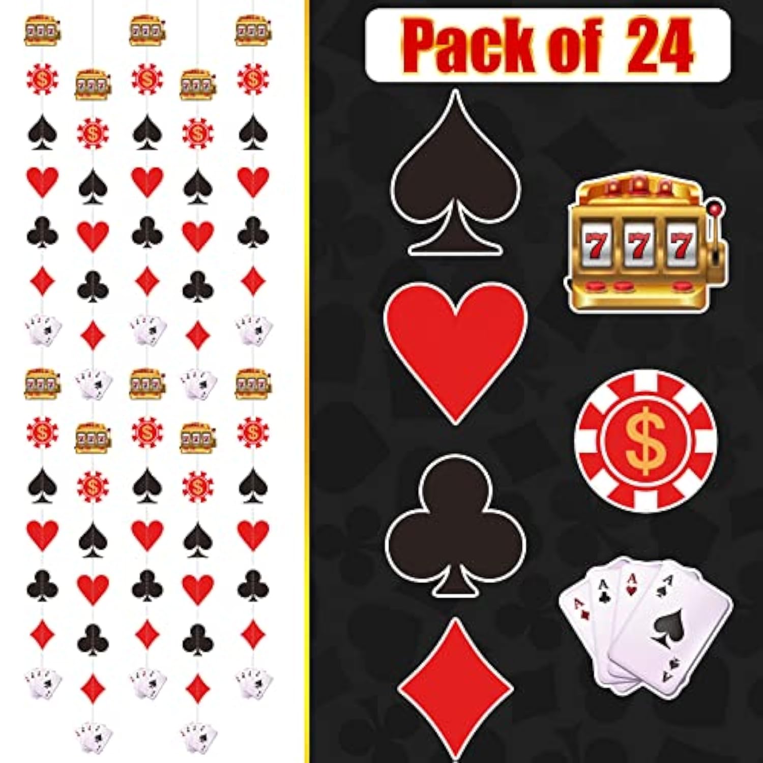 12 Ft Casino Theme Party Decorations Vegas Poker Birthday Hanging Decors Las Vegas Night Decorations Casino Ceiling Decors Hanging Banner With 24 Paper Garlands Gamble Theme Party Supplies