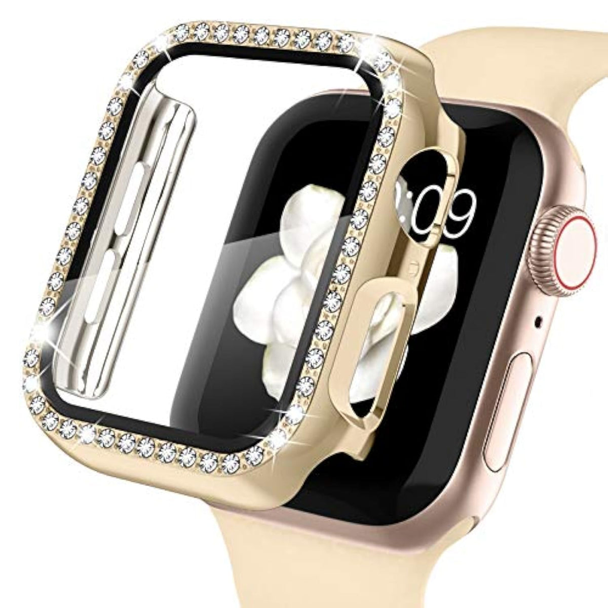 Compatible For Apple Watch Case With Screen Protector For Apple Watch 44Mm Series 6/5/4/Se, Bling Crystal Diamond Rhinestone Ultra-Thin Bumper Full Cover Protective Case For Women Girls Iwatch