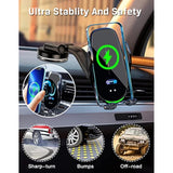 Wireless Car Charger Mount, Fast Charging Auto Clamping 15W Intelligent Dual Control Induction Car Phone Holder Mount Wireless Charging Compatible With All Iphone Android Smartphone