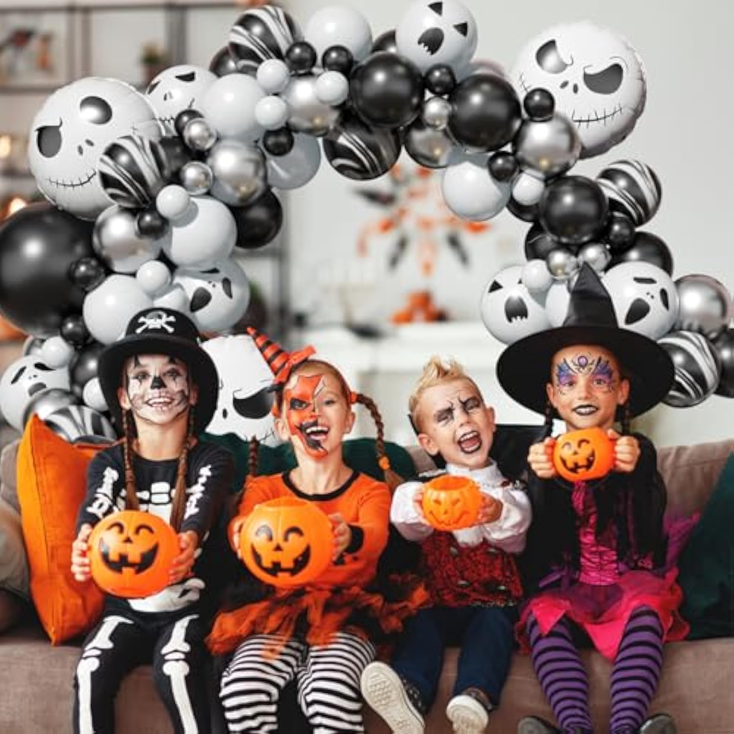 108pcs Halloween Balloon Arch Kit with Skull & Ghost Balloons Party Decorations