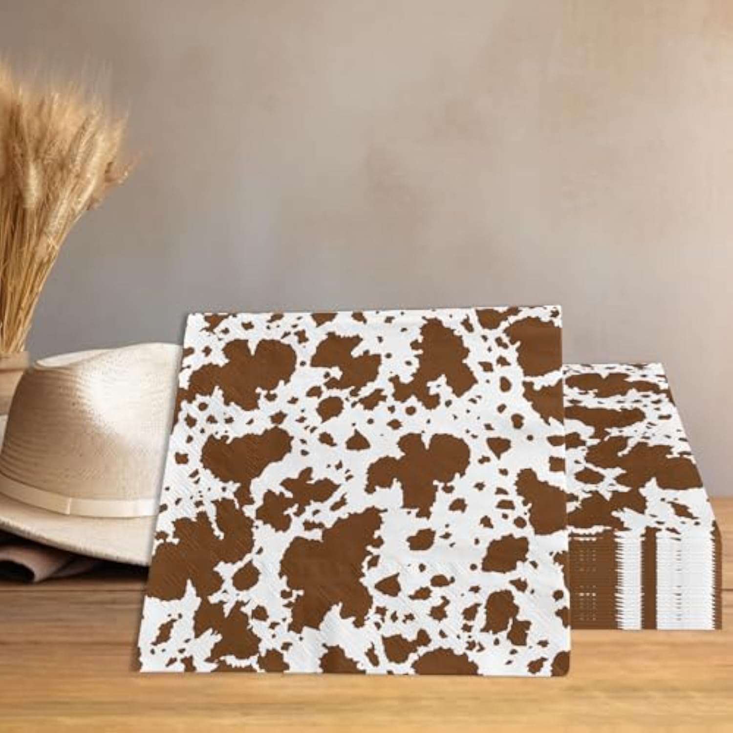 Highland Cow Decorations, 40Pcs Cow Print Napkins Cow Print Party Supplies Disposable Brown Cow Napkins,Cocktail Cow Print Tissue Paper For Farm Cow Birthday Party Baby Shower Decorations