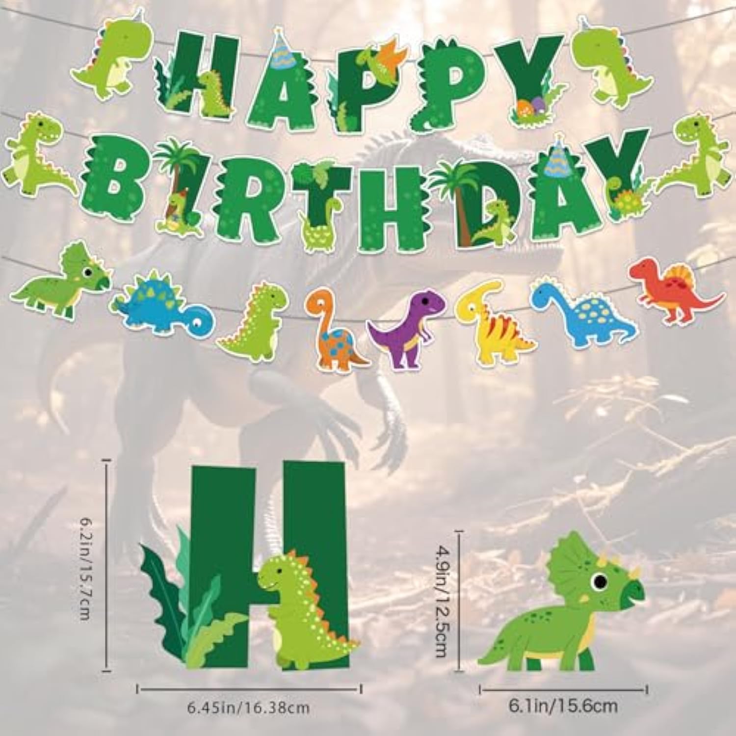 Dinosaur Happy Birthday Banner Cute Dino Garland Kids Party Decorations