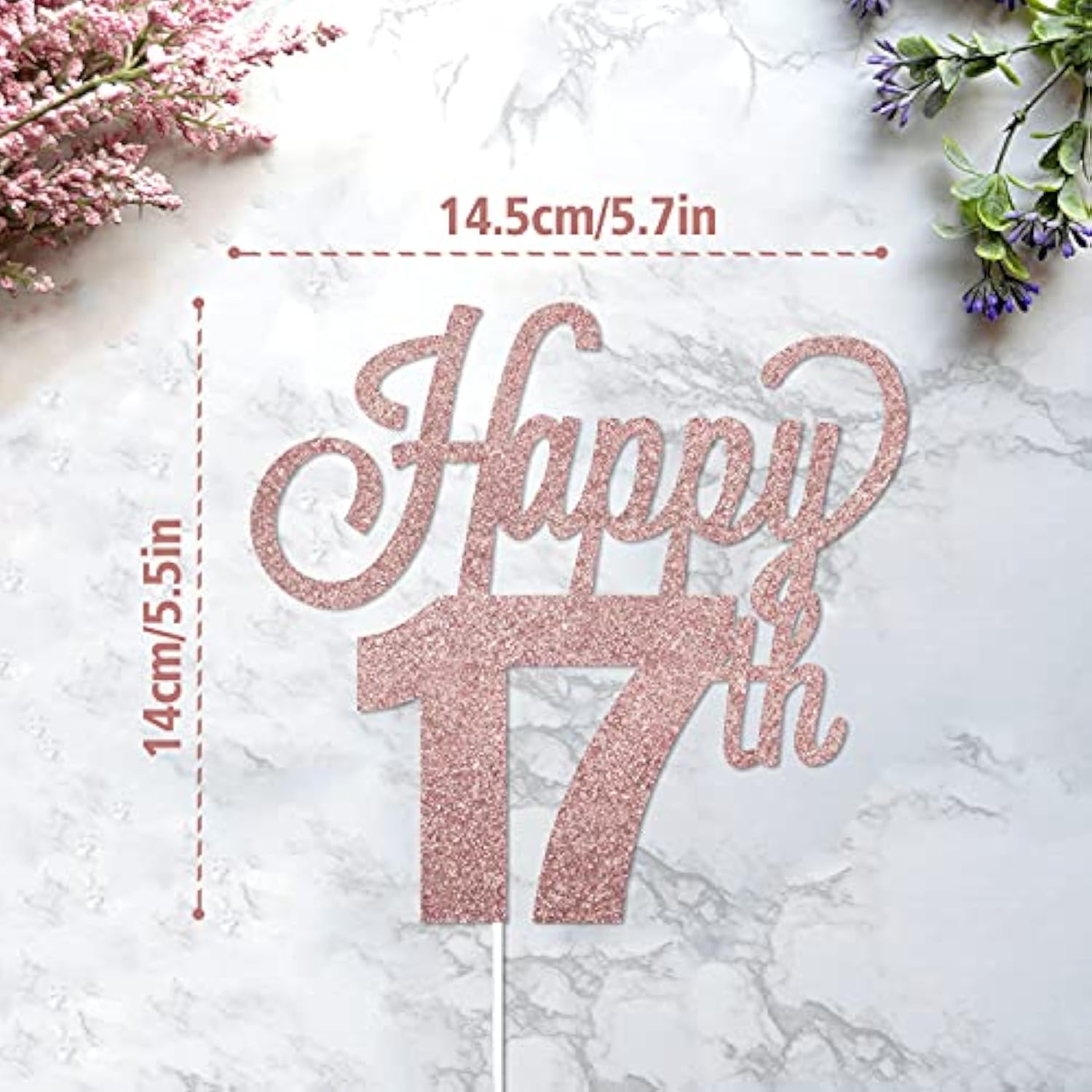 Happy 17Th Birthday Cake Topper - Cheers To Seventeen Years Old Birthday Party Cake Centerpieces Decorations Sign.