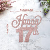 Happy 17Th Birthday Cake Topper - Cheers To Seventeen Years Old Birthday Party Cake Centerpieces Decorations Sign.