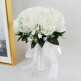 Wedding Bouquet Rose Bride Flower Bridal Bouquets, Artificial Flower White Rose Wedding Bouquets For Bride Bridesmaid Bouquet Bride Bridesmaid Holding Flower Wedding Bouquet Gifts