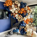 Fall Balloons Garland Arch Kit, Navy Blue Metallic Gold White Burnt Orange Balloon Arch Kit For Thanksgiving Decorations Birthday Party Baby Shower Wedding Fall Graduation Decorations