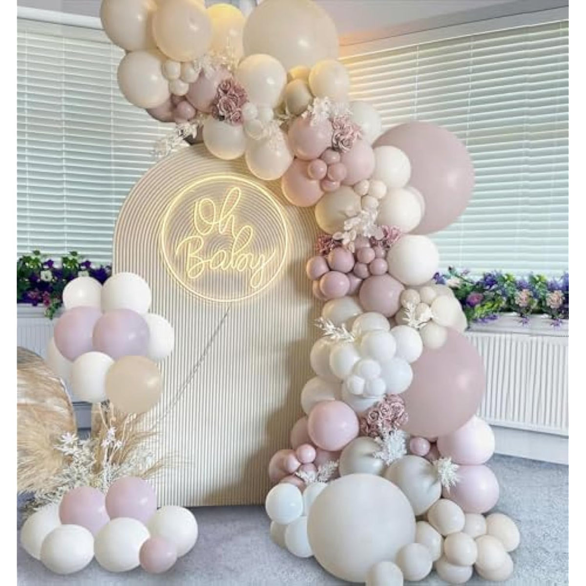 Fog Pink Sand White Boho Ballloons, 144Pcs Blush Beige White Pink Balloons For Girl Women Baby Shower Bride Shower Party Decorations……