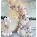 144PCS Blush Beige & Pink Boho Balloons for Baby Shower, Bridal Party Decor