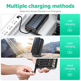 Solar Charger Power Bank 63200Mah, Portable Charger With Dual Outputs & Dual Inputs 4 Leds Flashlight, Hand Crank Power Bank Fast Charging Battery Pack For Outdoor Camping Survival Gear