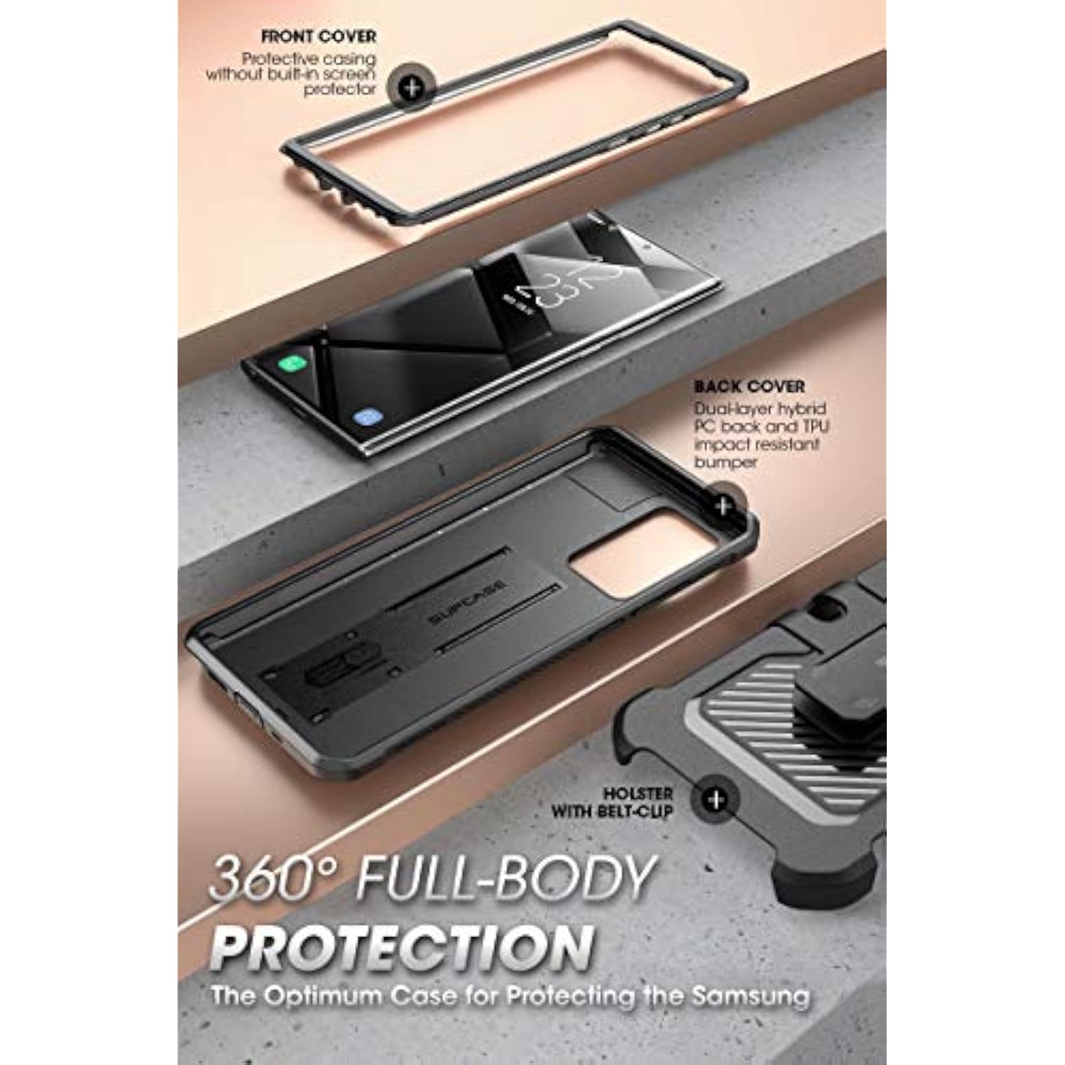 SUPCASE for Samsung Galaxy Note 20 Case with Stand (Unicorn Beetle Pro), [Built-in Belt Clip] Heavy Duty Rugged Kickstand Protective Phone Case Without Screen Protector for Samsung Note 20, Black