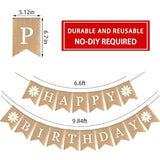 Daisy Themed Birthday Banner - Happy Spring Decoration With Flowers For Fireplace Mantle