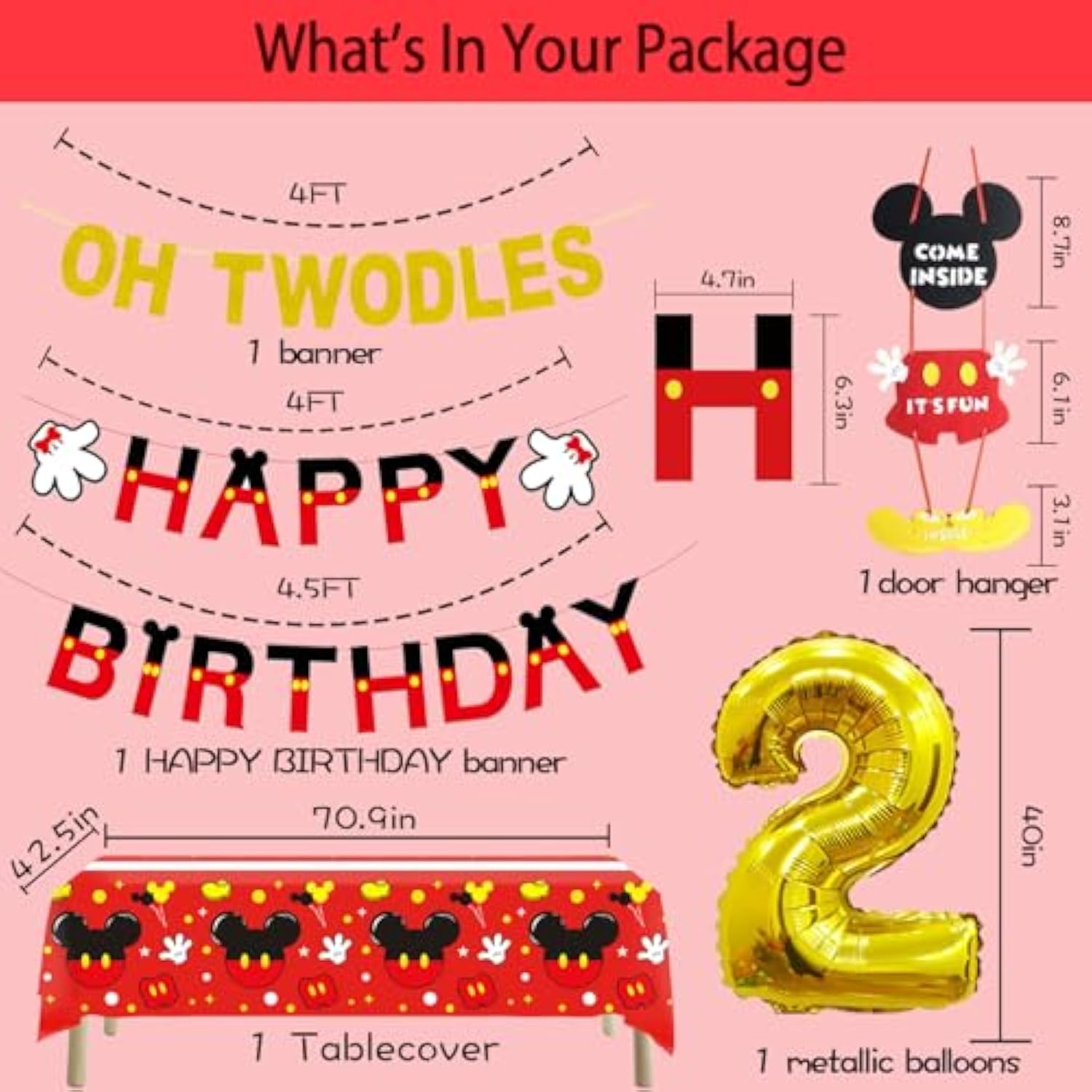 57-Pc “Oh Twodles” 2nd Birthday Party Decoration Set
