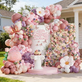 Spring Butterfly Birthday Party Decorations, 154Pcs Daisy Flower Pink Purple Balloons Arch Garland Kit With Butterfly Foil Balloons For Baby Shower Garden Tea Party Wedding Supplies