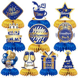 10Pcs Retirement Party Decorations Blue Gold Honeycomb Centerpiece