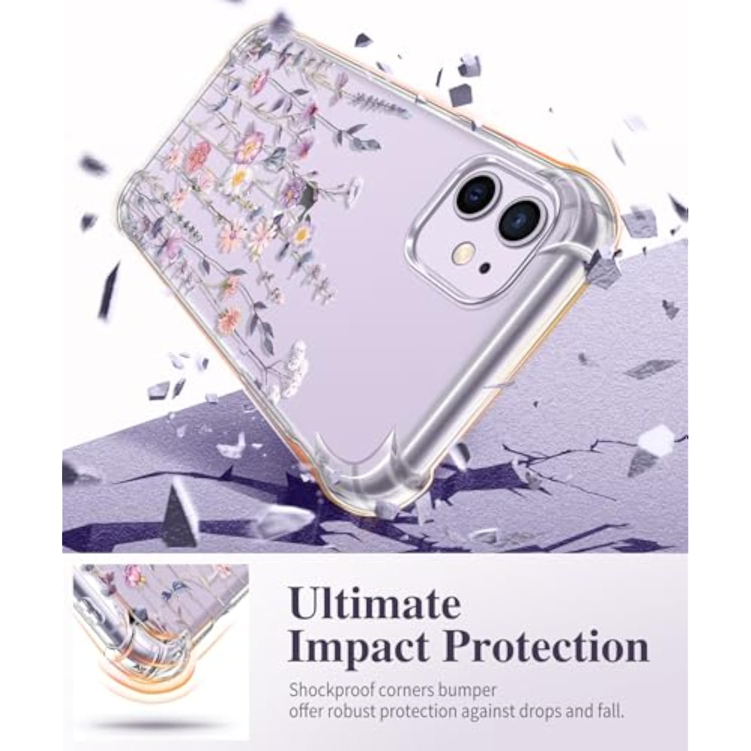 Floral iPhone 11 Case with Screen Protector and Camera Lens Protector