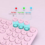 Wireless Pink Keyboard, Bluetooth 2.4Ghz Dural Mode Connection Scissor Switche