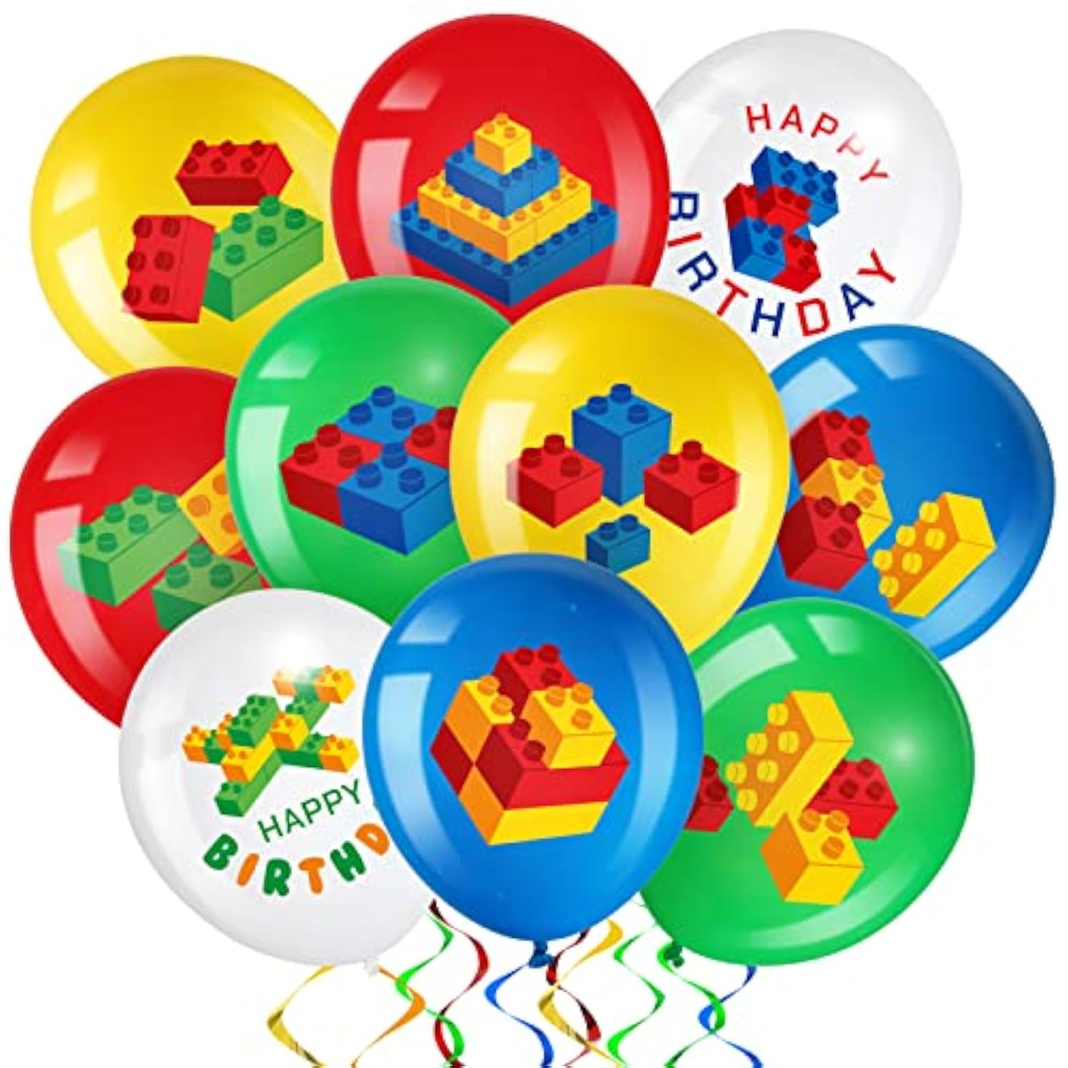 60pcs Building Blocks Themed Balloons Brick Party Decorations for Kids Birthday