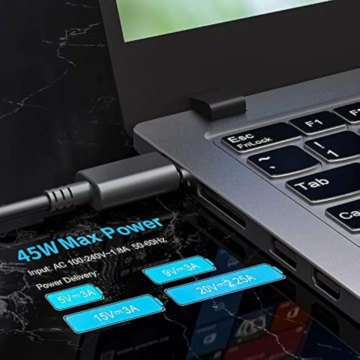 45W Usb-C Chromebook Charger For Hp Chromebook X360 14 14-Ca051Wm 14-Ca052Wm 1