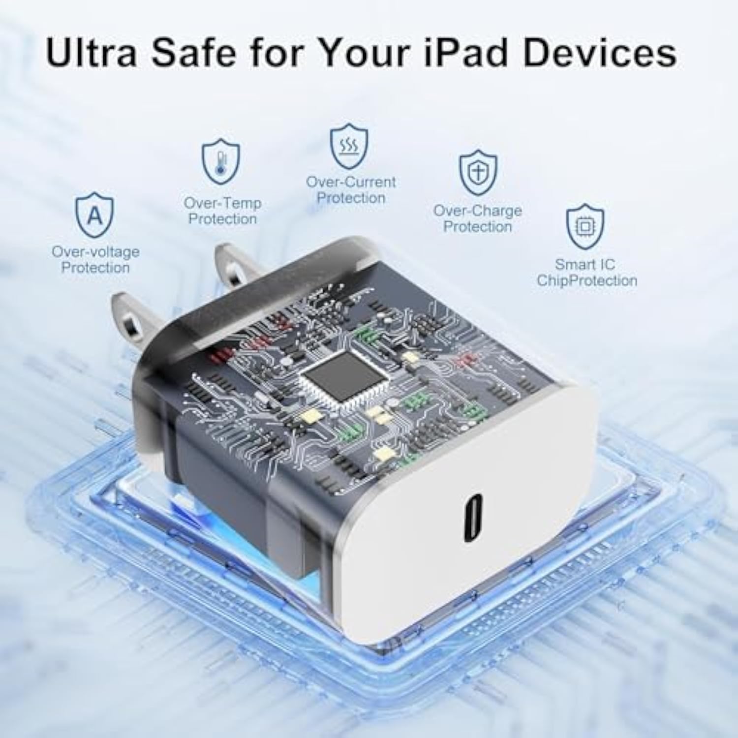 Genuine 20W Usb C Charger Block - 2 Pack Fast Charger For Iphone 15/16, Ipad Pro, Airpods, Samsung - 3 Pack 10Ft Usb-C Cable