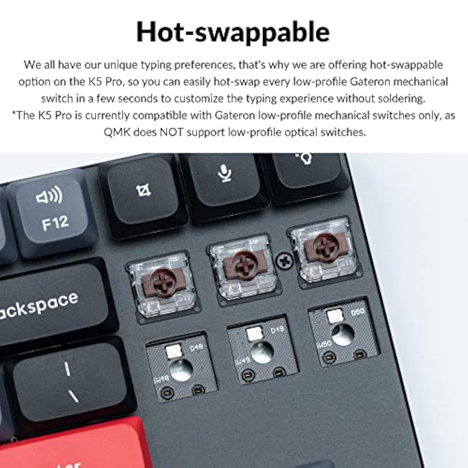 K1 Pro Tkl Layout Ultra-Slim Qmk/Via Custom Bluetooth Wireless/Usb Wired Mechanical Keyboard With Hot-Swappable Low-Profile Gateron Brown Switch, Rgb Backlit Pbt Keycaps For Mac Windows Linux