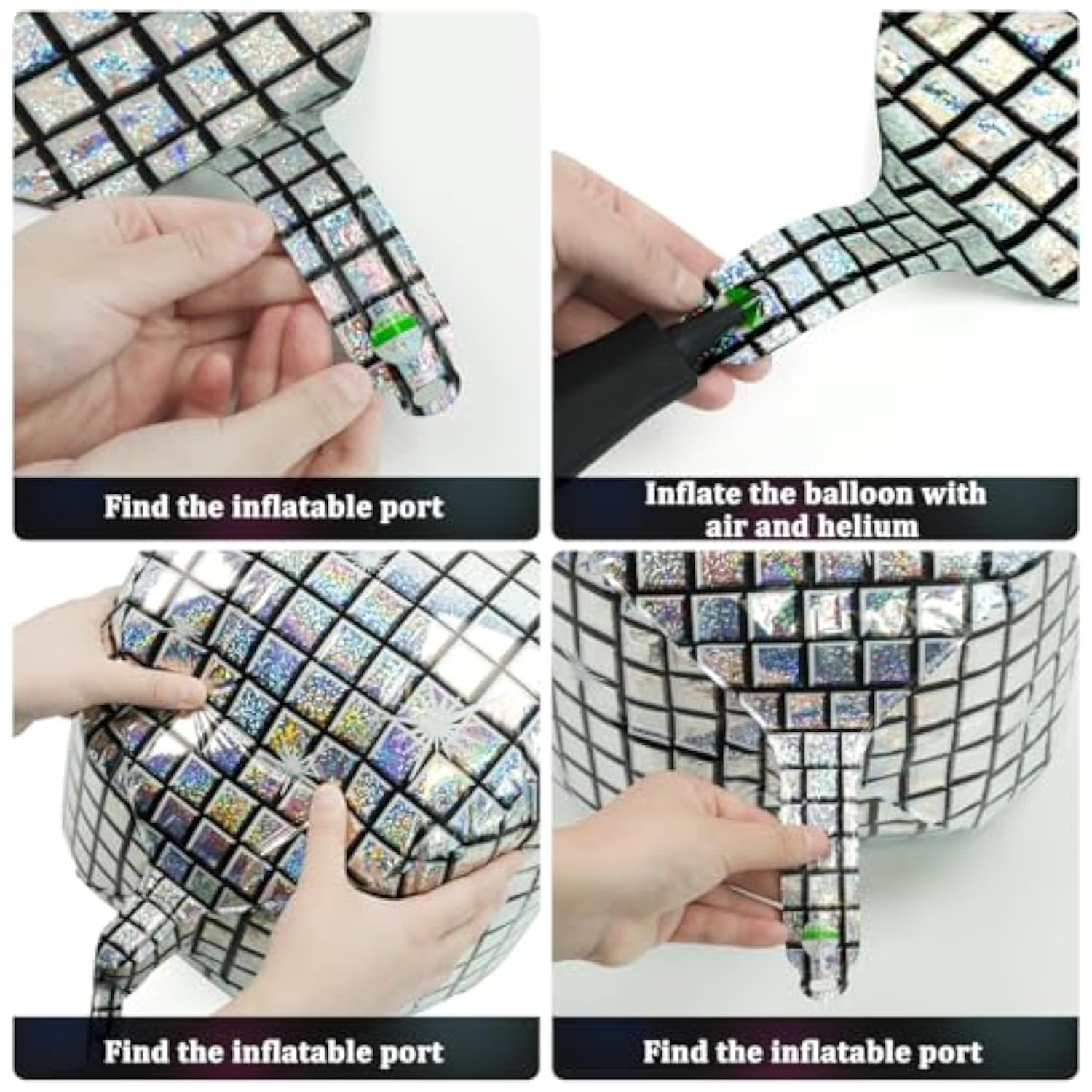 12pcs 18" Silver Disco Ball Foil Balloons for Disco Theme Party Decor