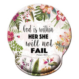 Bible Quote Mouse Pad, Psalm 46:5 God Is Within Her, She Will Not Fall - Mousepad, Watercolor Floral Mousepad With Wrist Support, Cute Wrist Pad For Computer, Laptop, Home Office Gaming, Working.…