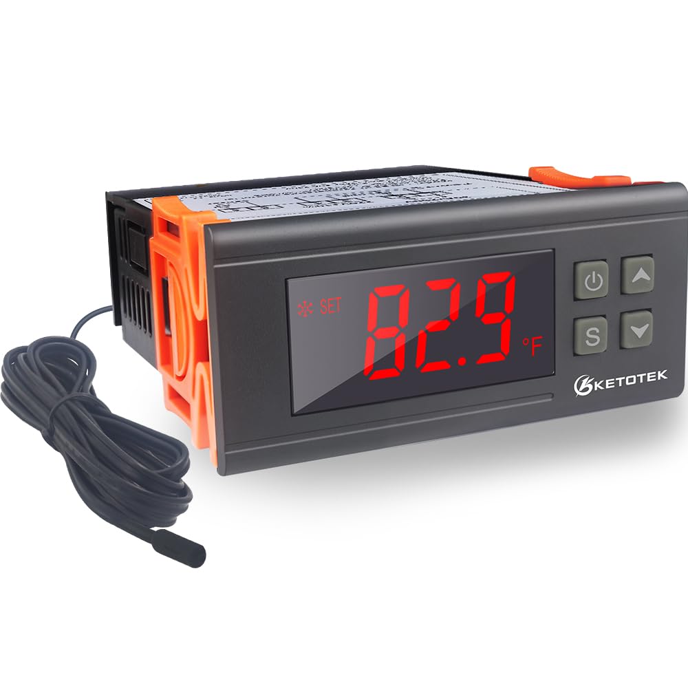 Digital Temperature Controller Ac110V 10A Fahrenheit Thermostat With 2M Waterproof Sensor 2 Relays Heating Cooling Incubator