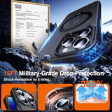 360° O-Ring Magstander For Iphone 14 Pro Case With Magnetic Kickstand Ring Holder [Compatible With Magsafe][360°Rotate Stand Ring][Military Shockproof] Iphone 14 Pro Phone Cover Matte Black