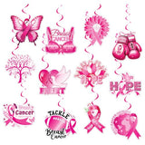 Breast Cancer Awareness Hanging Swirls 24PCS Pink Ribbon Decorations