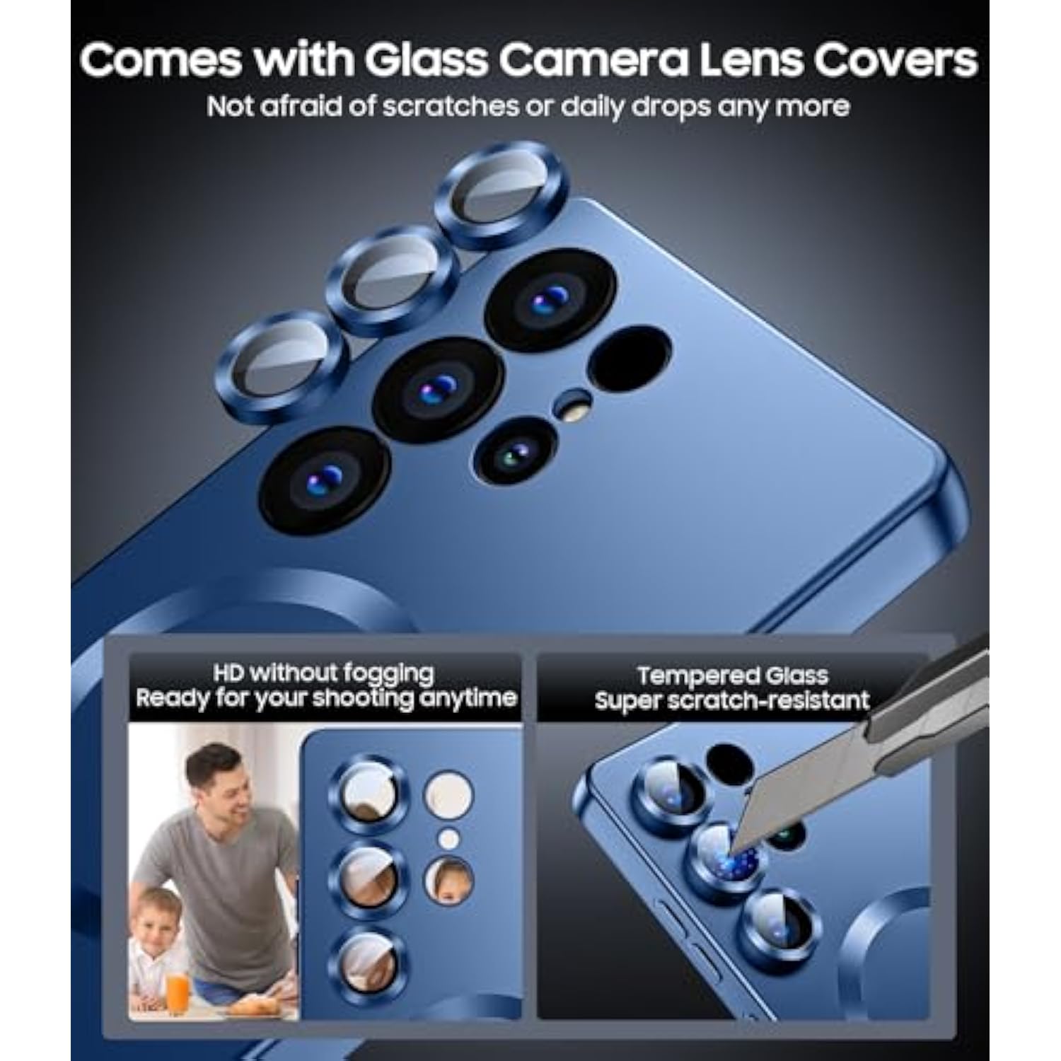 Matte For Samsung Galaxy S25 Ultra Case, Compatible With Magsafe, Slim Thin Magnetic Cover With Built-In Camera Lens Protector (Removable) Shockproof Phone Shell, Blue