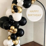 66pc Black, Gold & Pearl White Balloon Set Metallic & Confetti NYE Decor