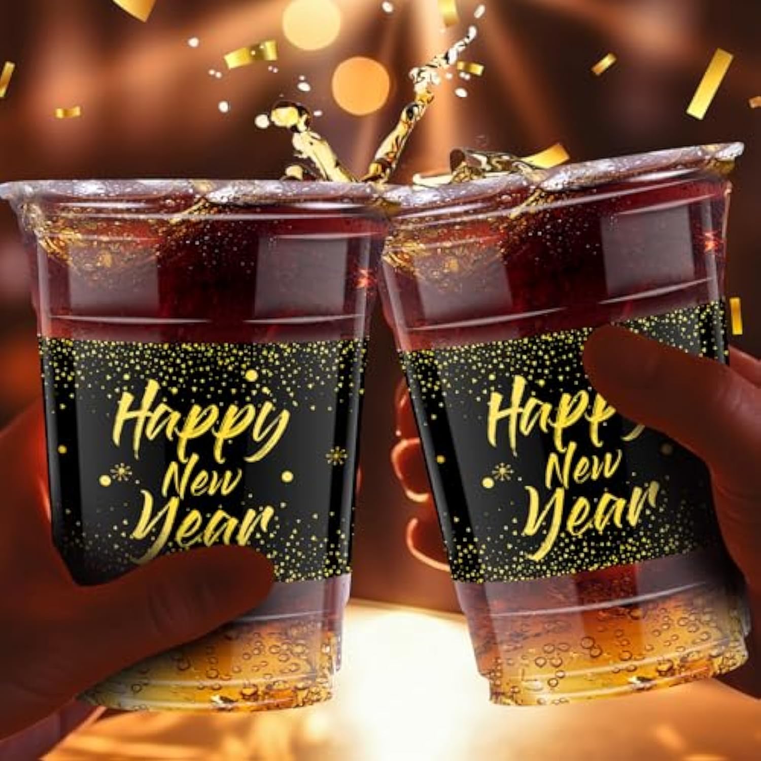 50 Pieces 16 Oz Happy New Year Plastic Cups Bulk, 2026 Happy New Year'S Eve Clear Cups, Festive Drinking Cup Snacks Beer Drinkware For Holiday Party Supplies