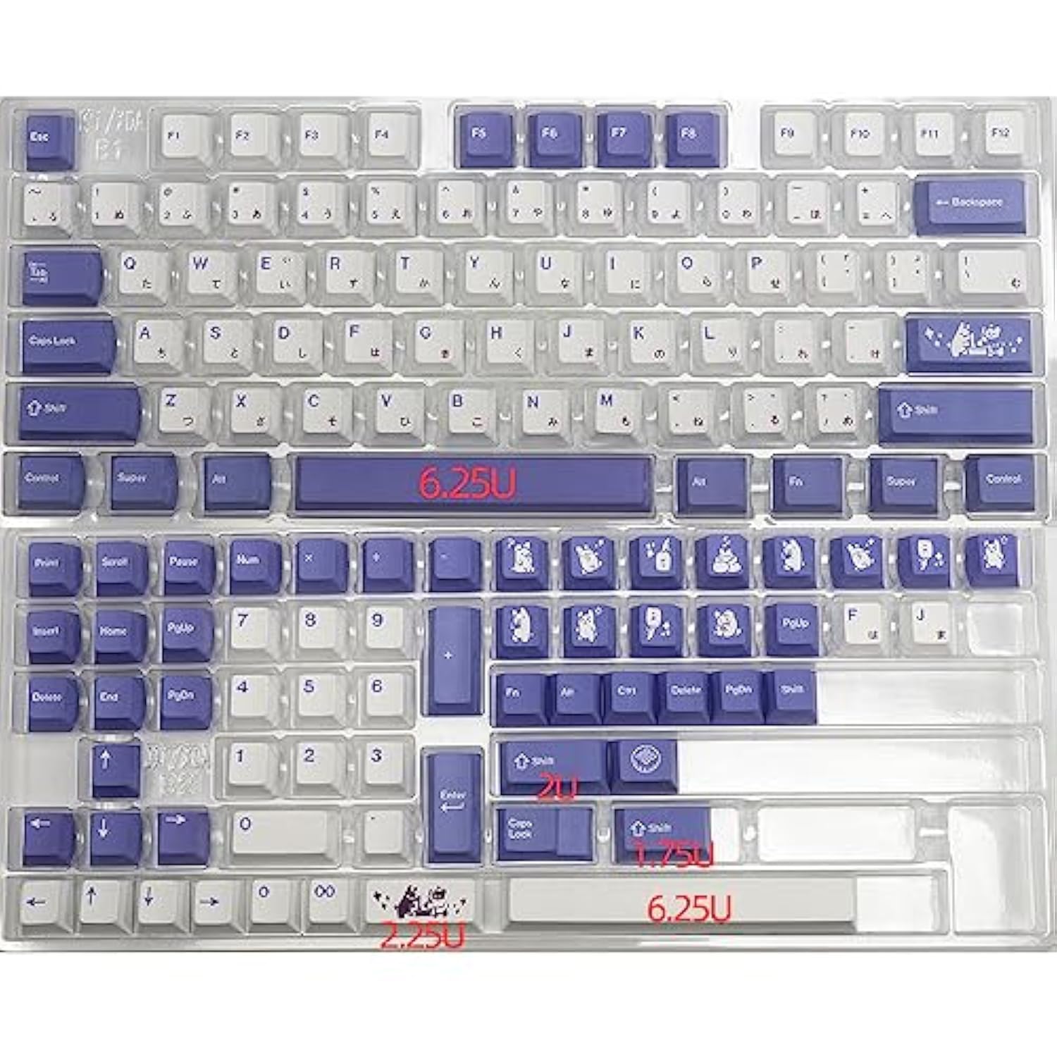 Rabbit Theme Keycaps-Thermal Sublimation Pbt Keycap Set,Japanese Radical, For