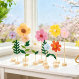 11Pcs Wildflower Party Decorations, Wildflower Centerpieces Wooden Base Pastel Flower Table Decorations For Tables, Birthday Baby Shower Spring Table Decorations For Home Office