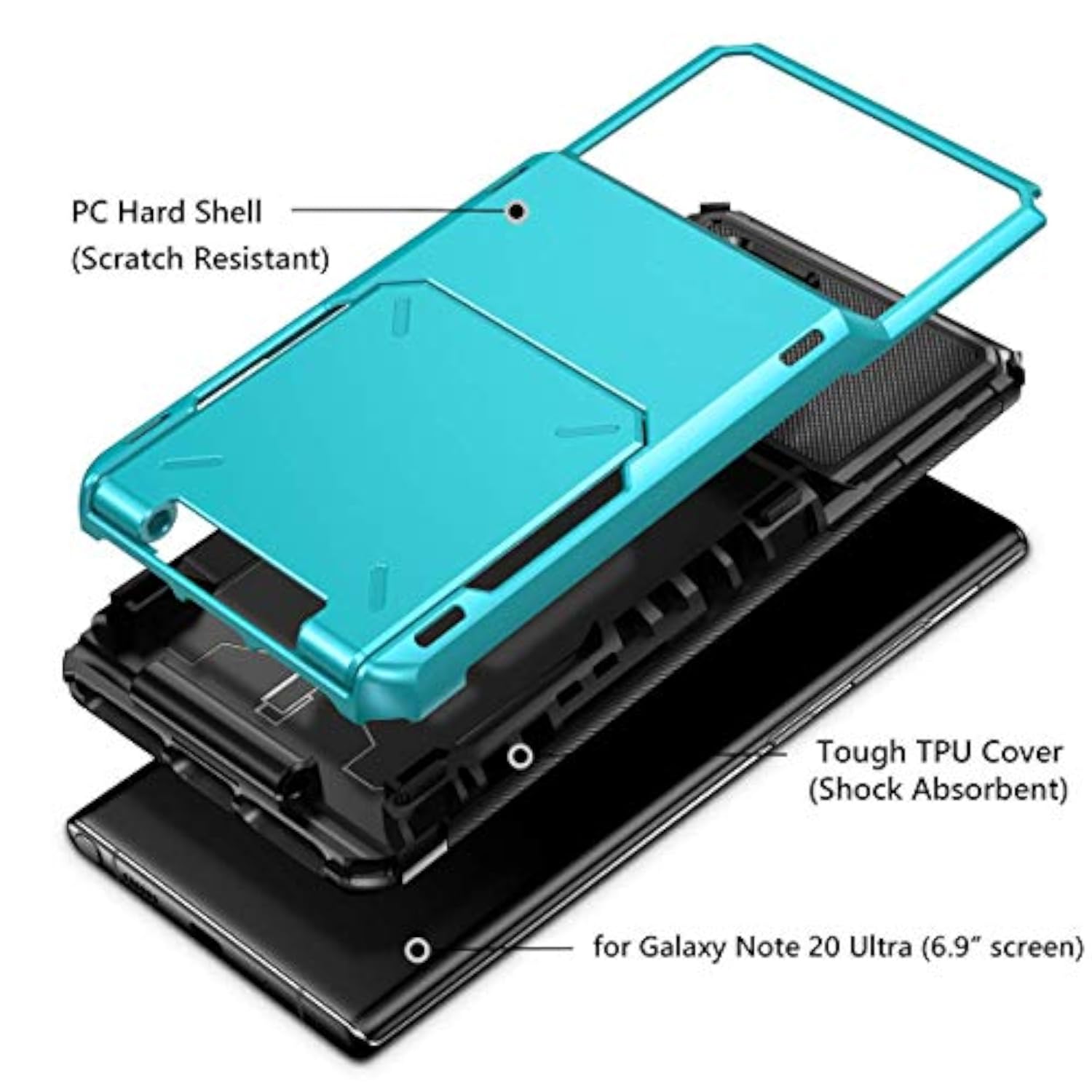 Galaxy Note 20 Ultra 5G Wallet Case with Card Holder, Sky Blue