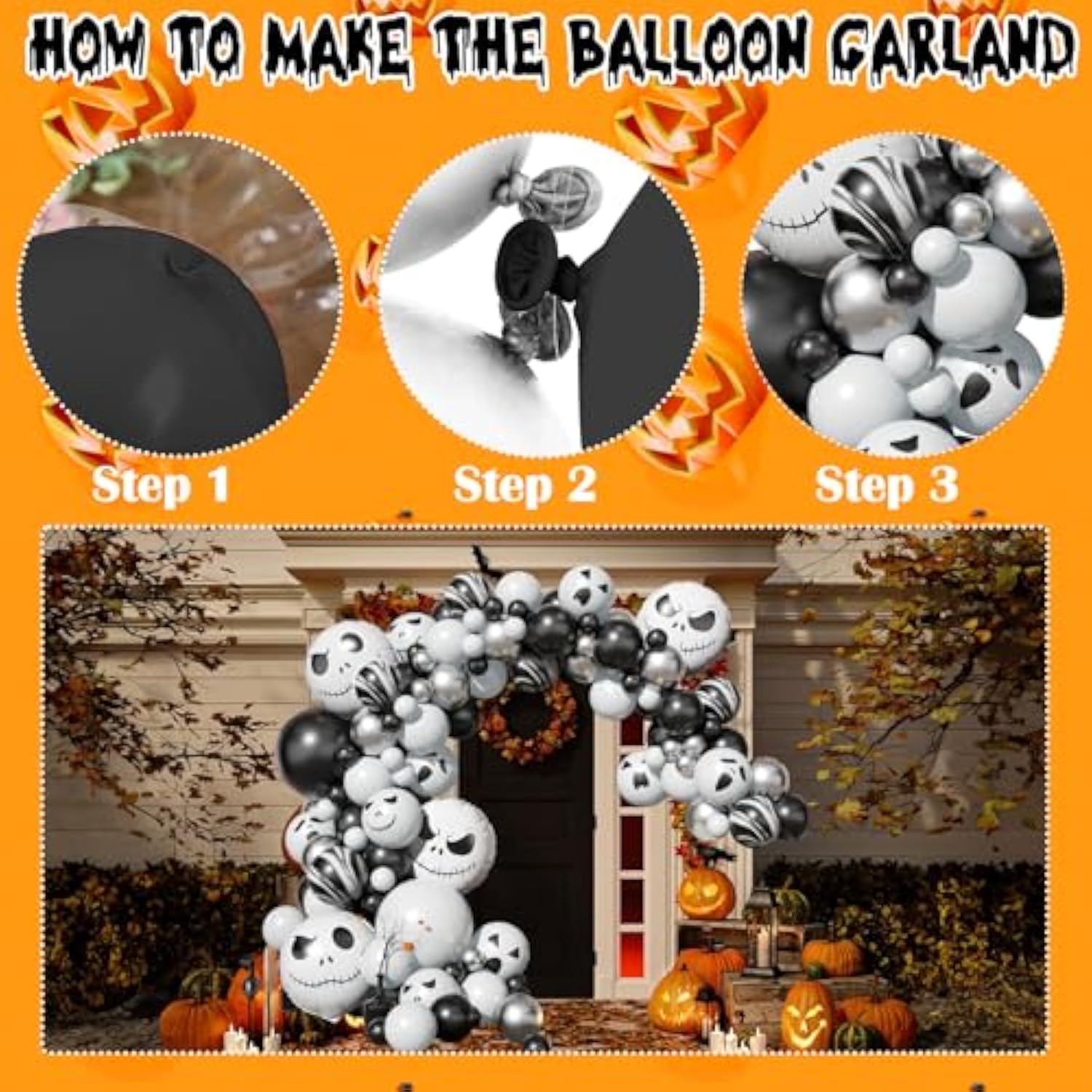 108pcs Halloween Balloon Arch Kit with Skull & Ghost Balloons Party Decorations