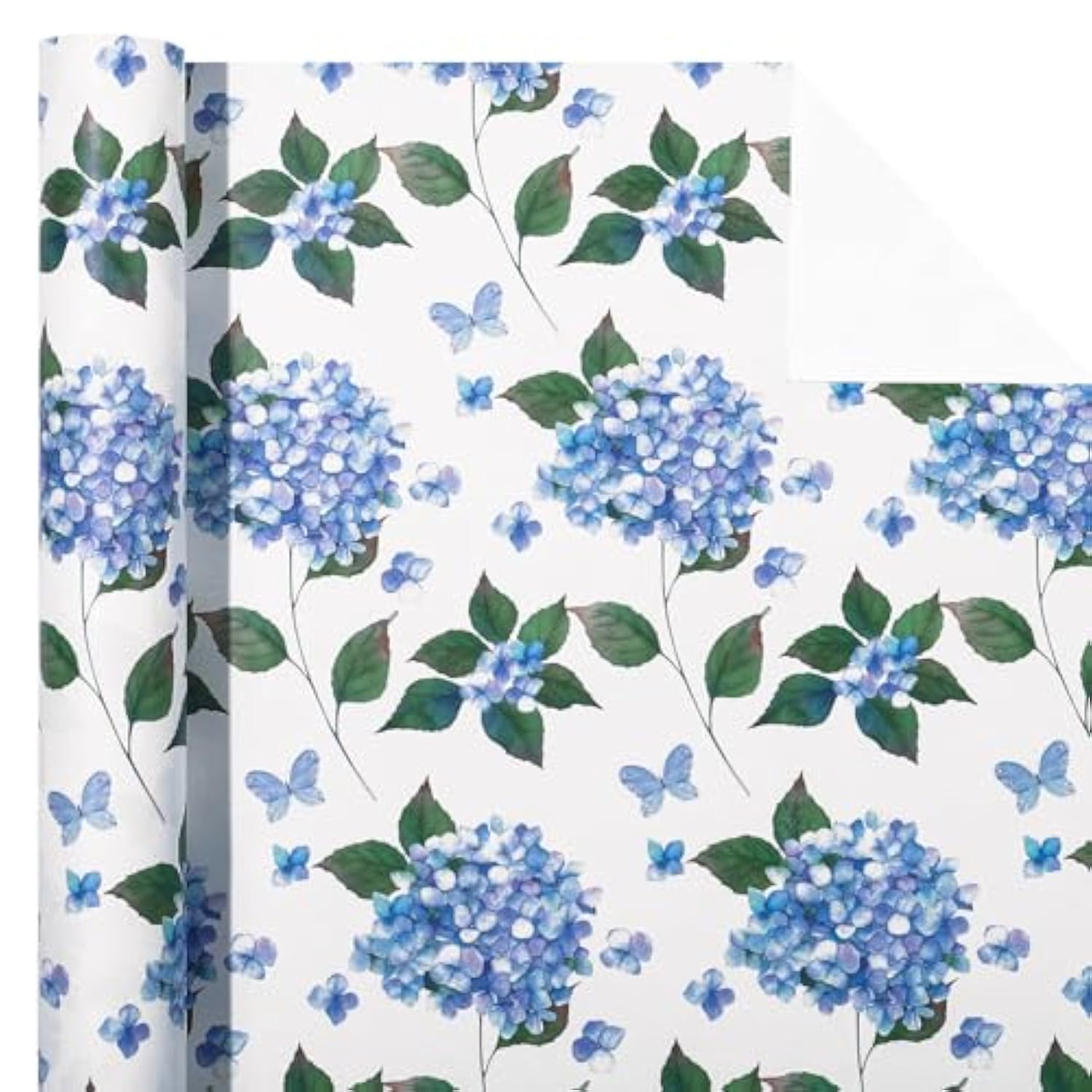Kraft Hydrangea Wrapping Paper Roll - 17"x16.5', Floral Gift Wrap for Events