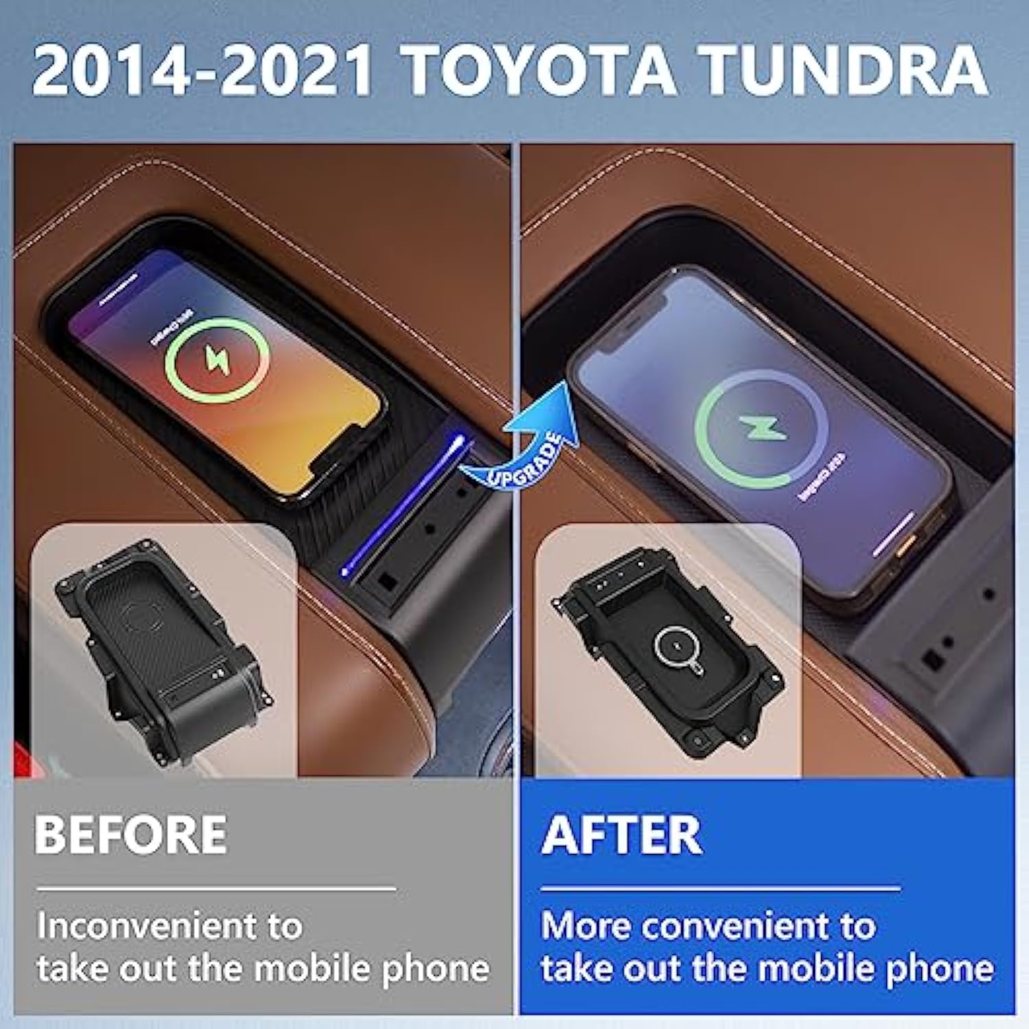 Wireless Charger Compatible With 2014-2021 Toyota Tundra Wireless Charger Magnetic Charging Tray Pad Replacement For 2014-2021 Toyota Tundra Accessories